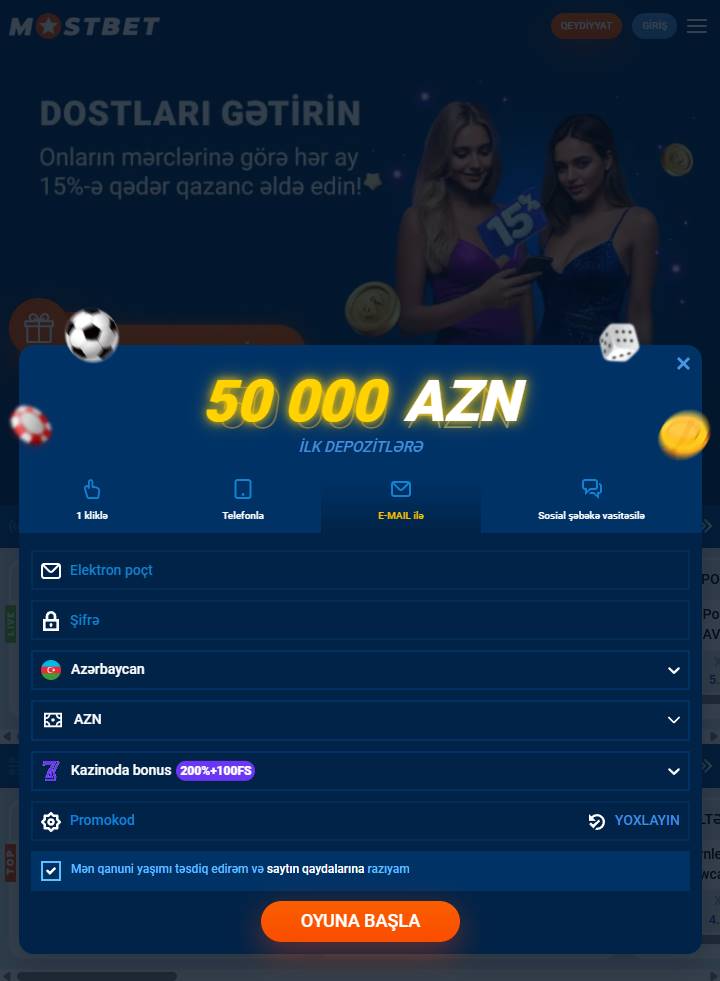 Qeydiyyatdan keçin və profilinizi yaratarkən promo kodundan istifadə edin